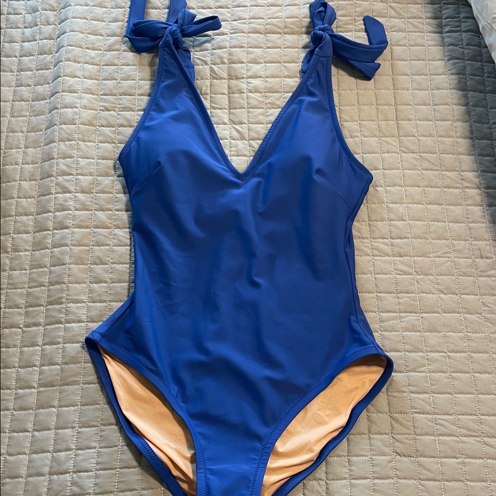 J. Crew Royal Blue One-Piece Swimsuit with Tie Straps